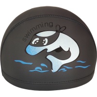 Шапочка для плавания детская Дельфин (ПУ) (черная) E41280